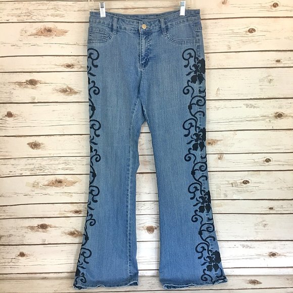 Boston Proper Black Floral Embroidered 